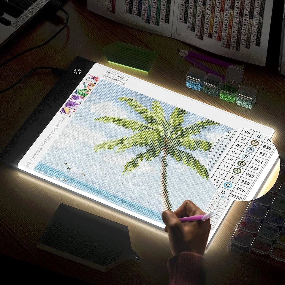 A2/A3/A4/A5 LED Light Pad for Diamond Painting Kits, USB Powered Adjustable Brightness Diamond Art Light Board with Accessorie