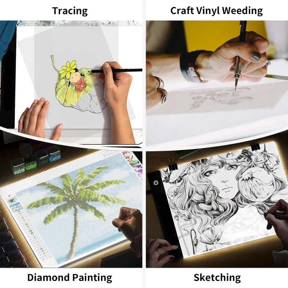 A2/A3/A4/A5 LED Light Pad for Diamond Painting Kits, USB Powered Adjustable Brightness Diamond Art Light Board with Accessorie