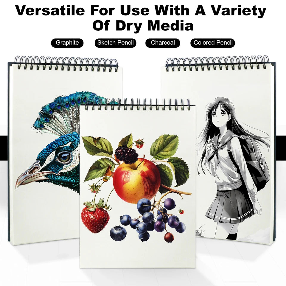 9" x 12" Sketch Book, Top Spiral Bound Sketch Pad, 100 Sheets 68lb/100gsm Drawing Paper, 1 Pack